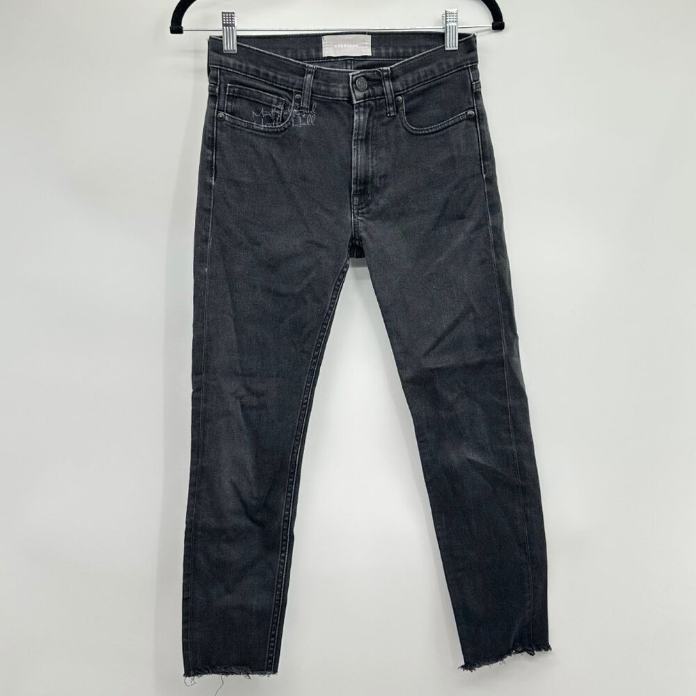 Everlane Black Raw Hem Straight Leg Ankle Jeans 25